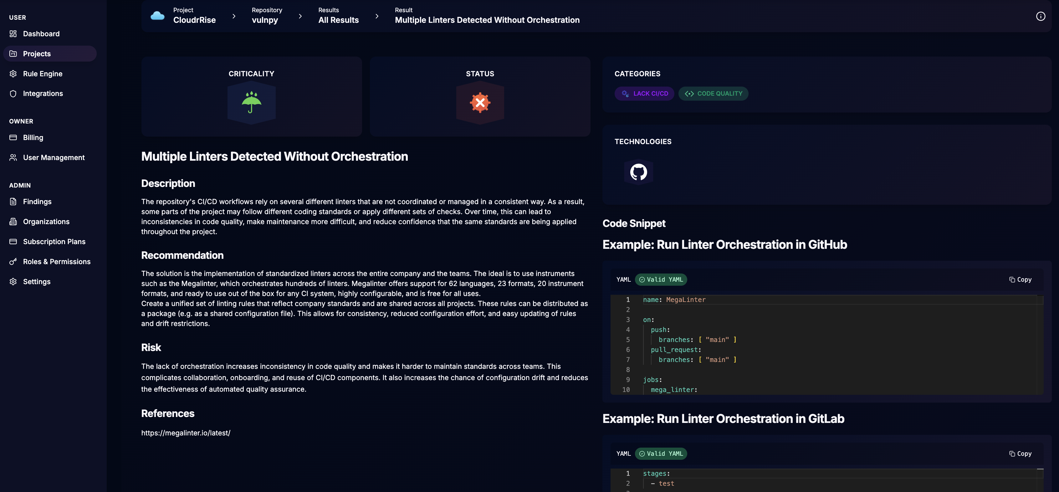 KvantumCI finding details